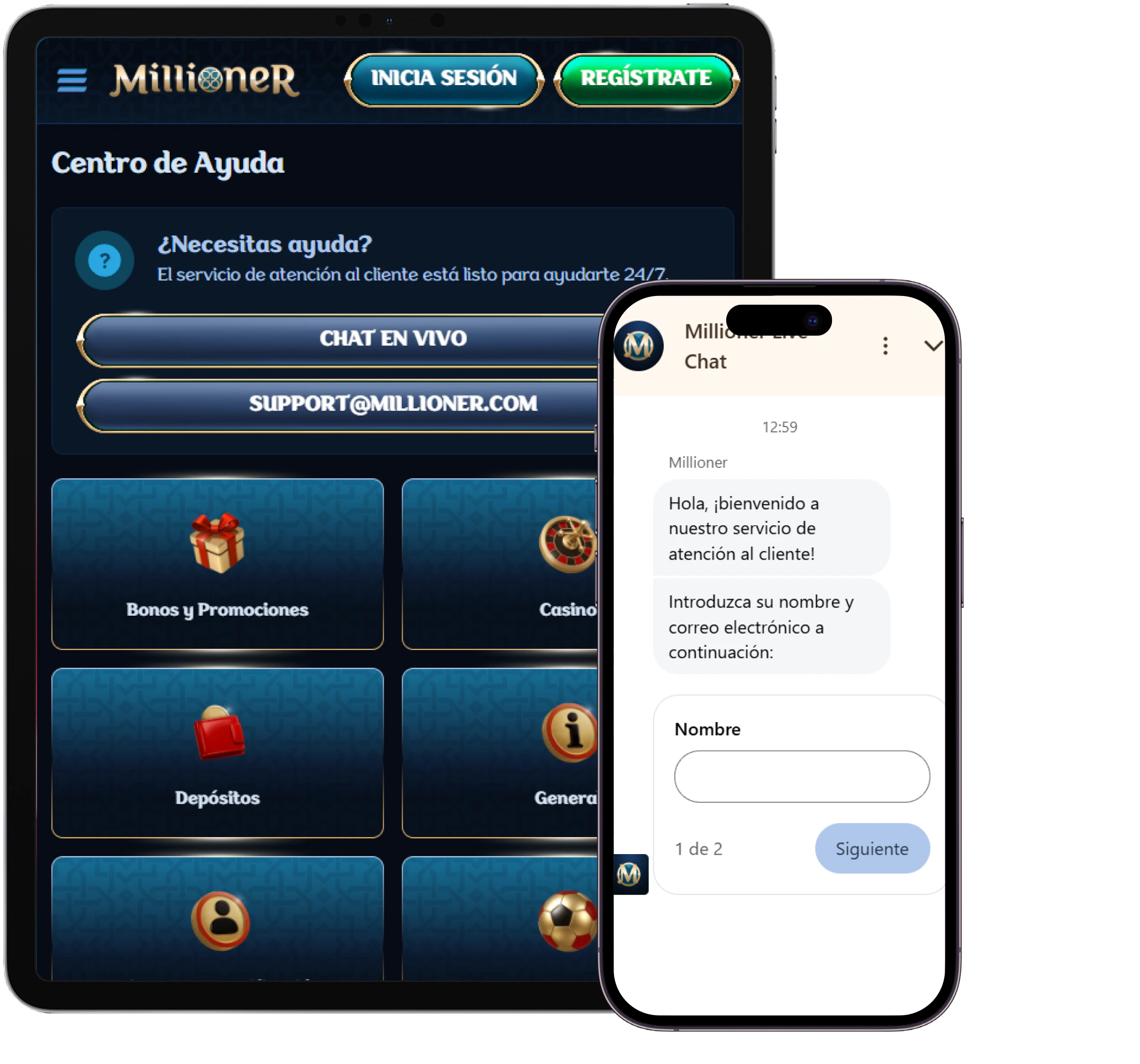 Millioner Casino centro de ayuda y chat en vivo