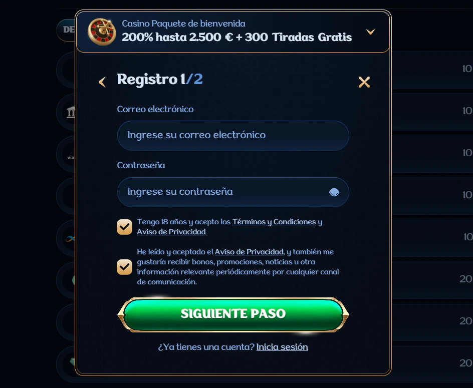 Millioner Casino registro e inicio de sesión