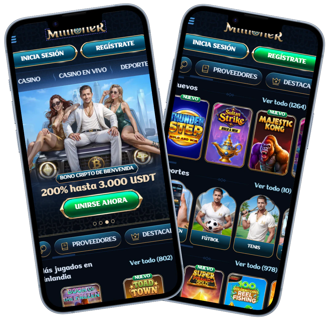 Millioner Casino versión móvil con bono cripto y juegos